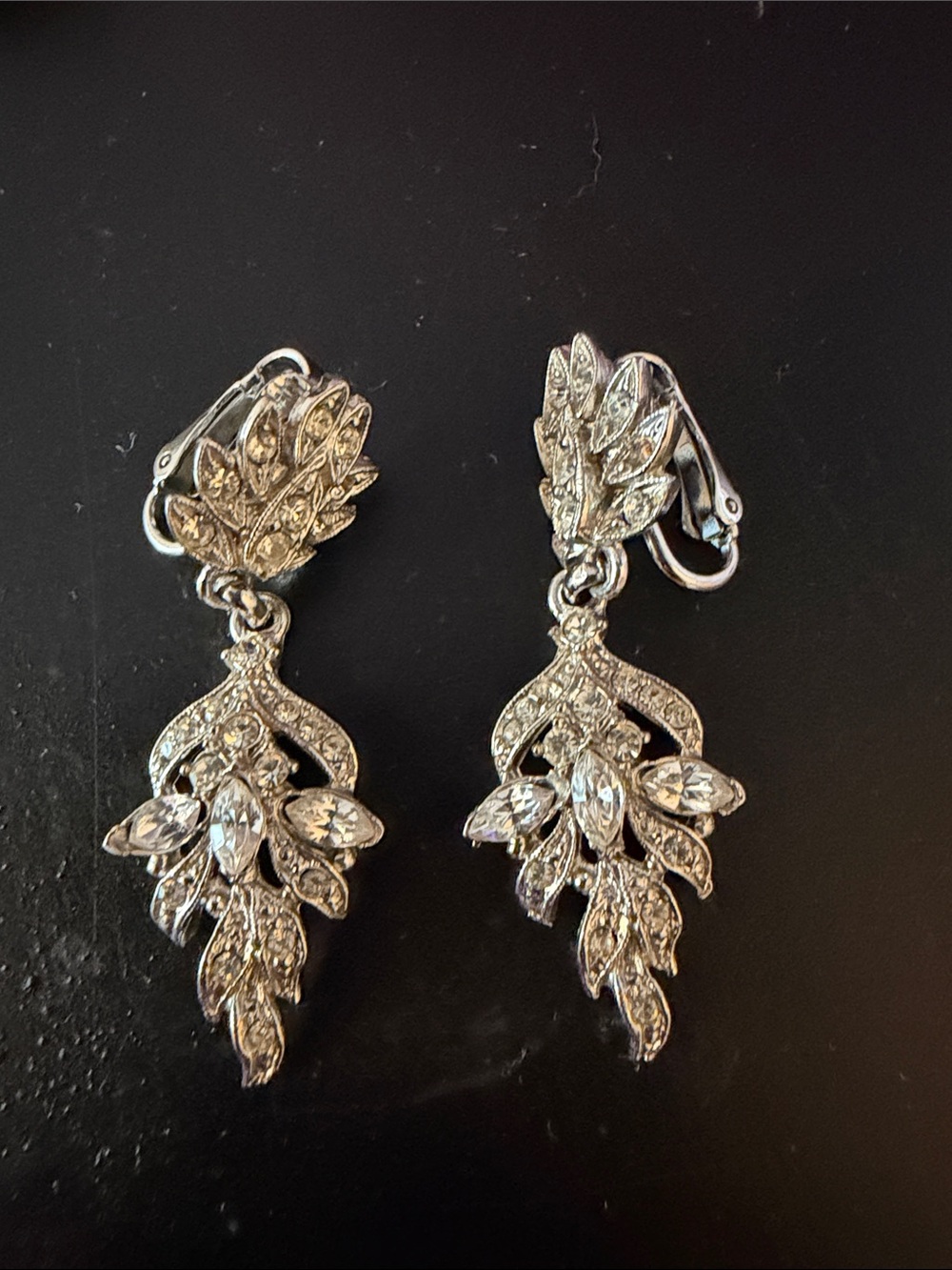 Vintage-Inspired Crystal Drop Earrings in Silver